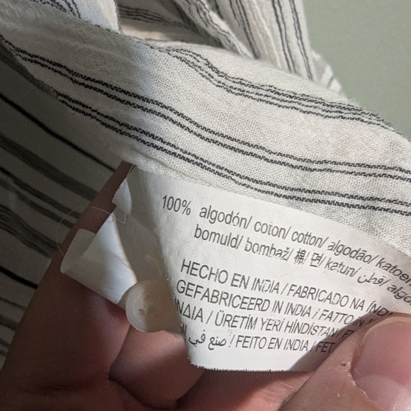 ZARA L 100%COTTON STRIPED BUTTON DOWN - Picture 4 of 6